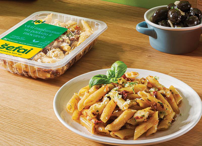 IKI ŠEFAI virti makaronai su padažu ir mocarela, 275 g