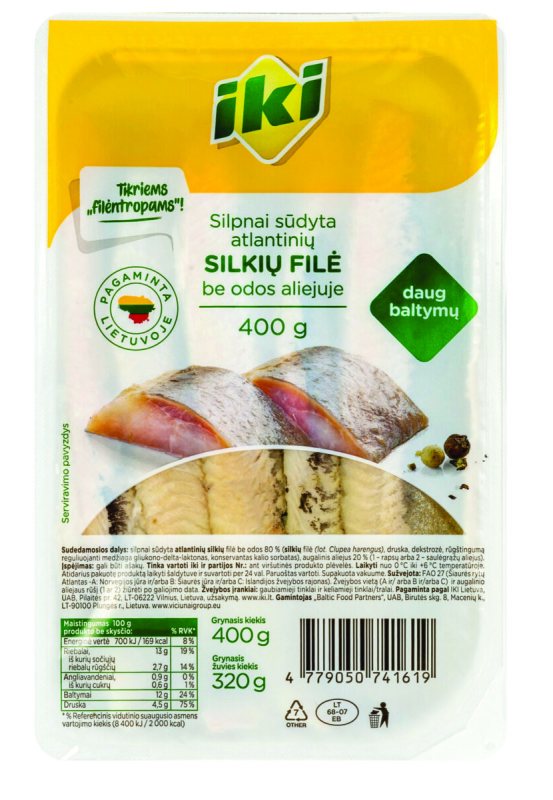 IKI Silpnai sūdyta tradicinė Atlantinių silkių filė su aliejumi, 400 g