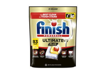 Indaplovių indų ploviklio kapsulės Finish Ultimate Plus Lemon, citrinų kvapo, 83 vnt
