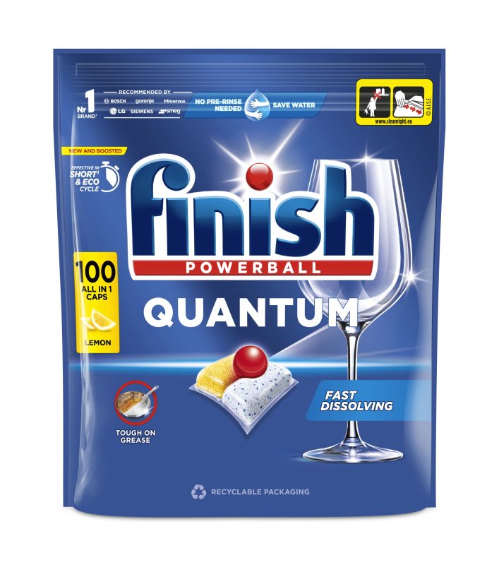 Indaplovių kapsulės FINISH QUANTUM ALL IN 1 LEMON, 100 vnt