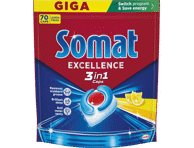 Indaplovių kapsulės SOMAT Excellence 3in1 Lemon, 70 vnt