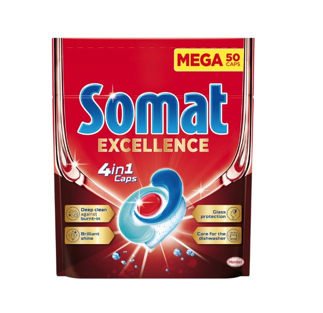 Indaplovių kapsulės SOMAT Excellence 4in1, 50 vnt