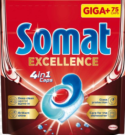 Indaplovių kapsulės SOMAT Excellence 4in1, 75 vnt