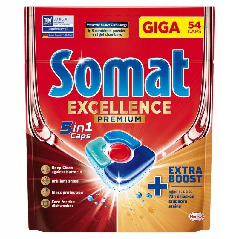 Indaplovių kapsulės SOMAT Excellence PREMIUM 5 in 1, 54 vnt