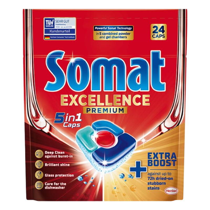 Indaplovių kapsulės SOMAT EXCELLENCE PREMIUM 5in1, 24 vnt