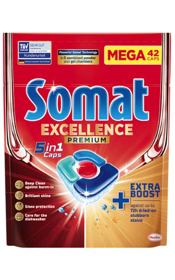 Indaplovių kapsulės SOMAT Excellence PREMIUM 5in1, 42 vnt