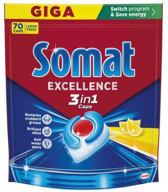Indaplovių kapsulės SOMAT Lemon 3 in 1, 70 vnt