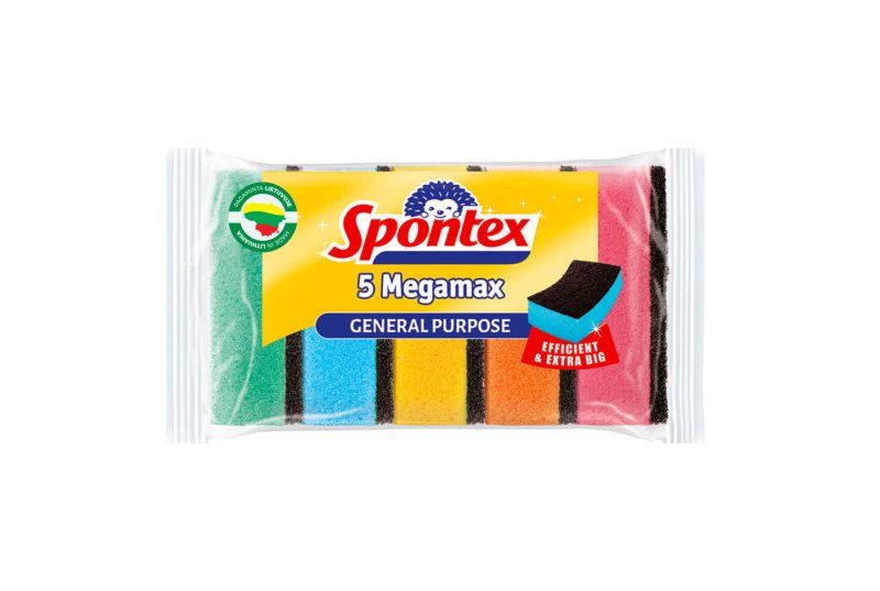 Itin didelės šveičiamosios kempinėlės SPONTEX MEGAMAX, 5 vnt