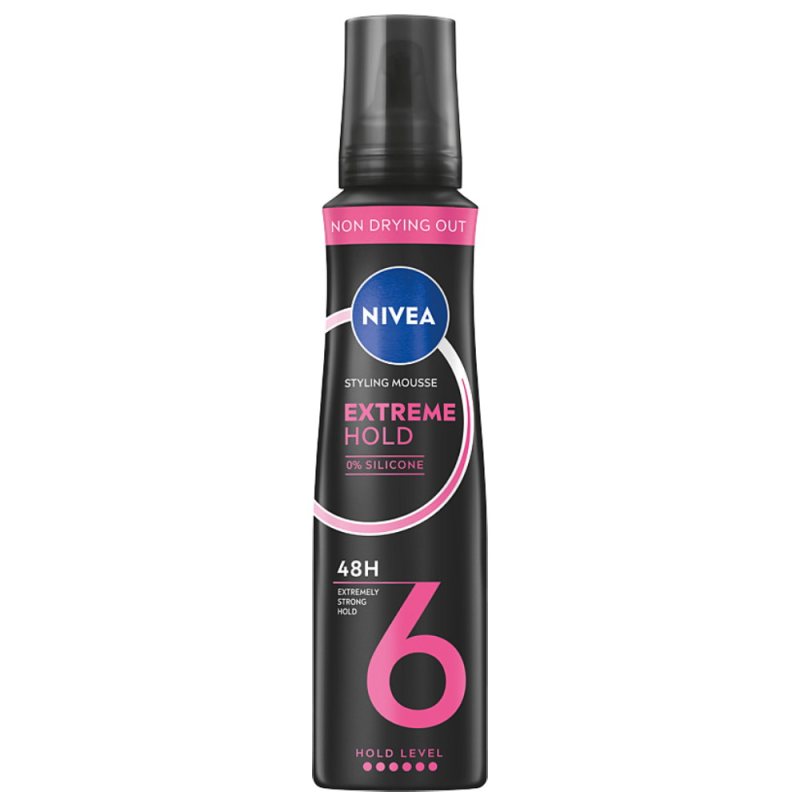 Itin stiprios fiksacijos plaukų putos Nivea Extreme Hold, 150 ml