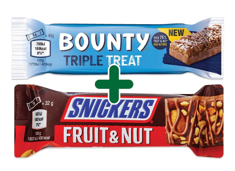 Javainių batonėlis SNICKERS, BOUNTY, 32 g