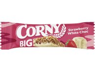Javainių batonėlis su baltuoju šokoladu ir braškėmis CORNY, 40 g