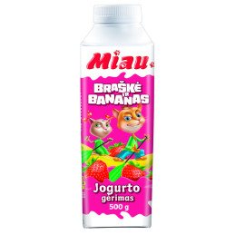 Jog.gėrimas MIAU su braškėmis ir bananais, 1,4 % rieb., 500 g