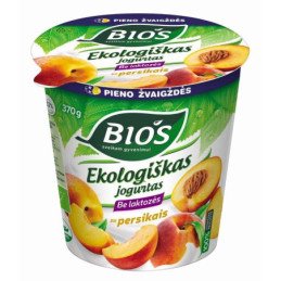 Jogurtas BIOS EKO su persikais, be laktozės, 3,1% r., 370 g