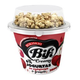 Jogurtas ROKIŠKIO BIFI CREAMY su vyšn.,ir granola,6%r., 200 g