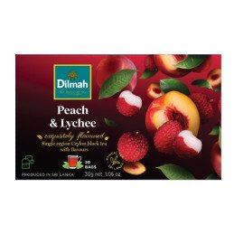 Juodoji arbata DILMAH, persikų, ličių sk., 30 g, 20 vnt