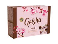 Juodojo šokolado saldainiai GEISHA su lazdynų riešutų įdaru, 150 g
