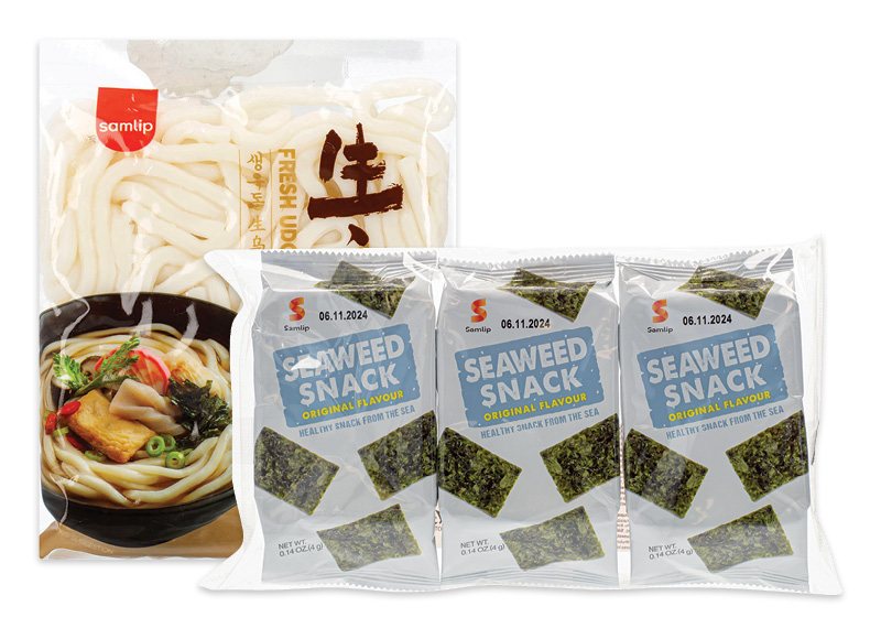 Jūrų dumblių užkandis WISH COME TRUE, švieži SAMLIP UDON makaronai, 12 g