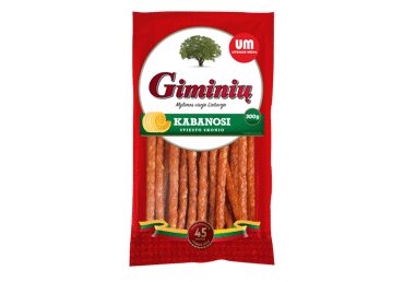 K. r. GIMINIŲ KABANOSI lazdelės, sviesto skonio, I r., 300 g