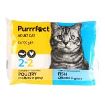 Kač. ėdalas su žuv. paukšt. PURRRFECT, 4 x 100 g