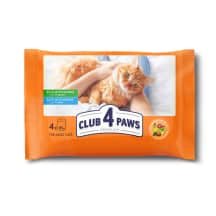 Kačių ėd. višt., lašiša CLUB 4 PAWS, 4 x 85 g