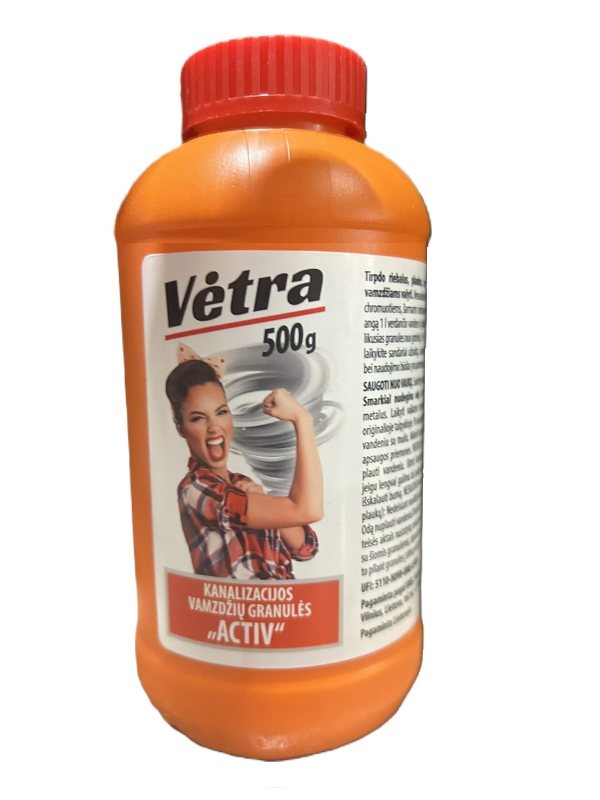 Kanalizacijos vamzdžių valiklis verdančios granulės VĖTRA ACTIV, 500 g