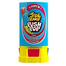 Karamelė BAZOOKA TRIPLE POWER PUSH POP, 34 g
