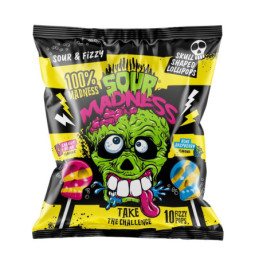 Karamelė SOUR MADNESS Skull-Shaped Lollipops, 90 g