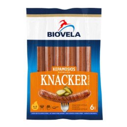 Karštai rūk.BIOVELA kepamosios dešrelės Knacker stiliaus,A.r., 270 g