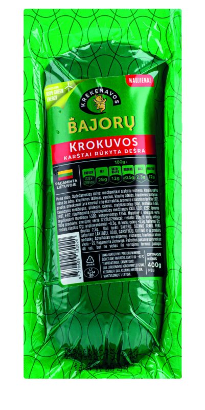 Karštai rūkyta bajorų krokuvos dešra su pjūviu, 400 g