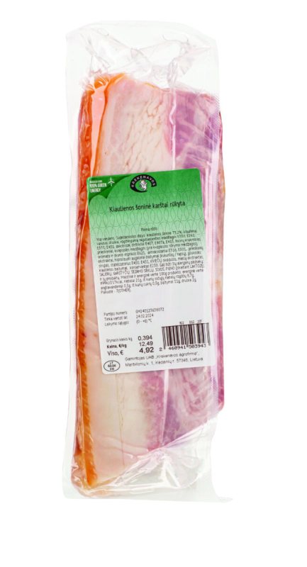 Karštai rūkyta kiaulienos šoninė Pirma rūšis, 1 kg