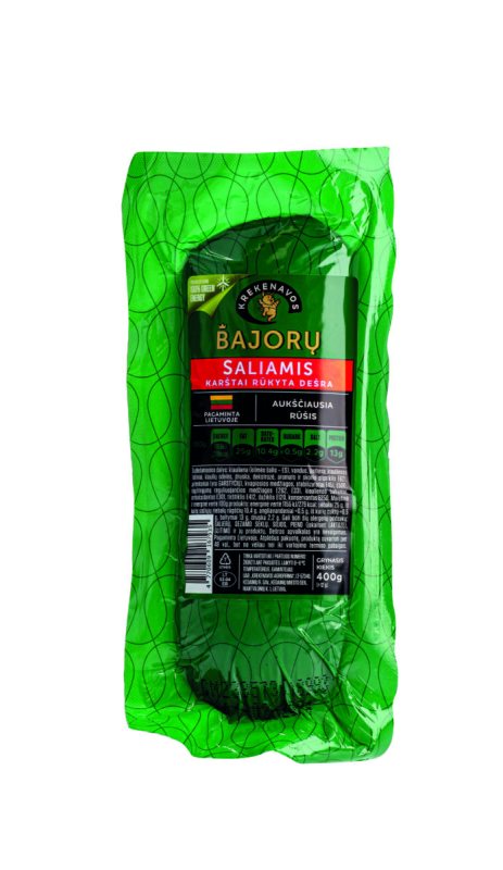 Karštai rūkytas Bajorų saliamis su pjūviu, 400 g