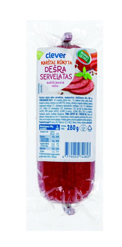 Karštai rūkytas servelatas CLEVER, 280 g