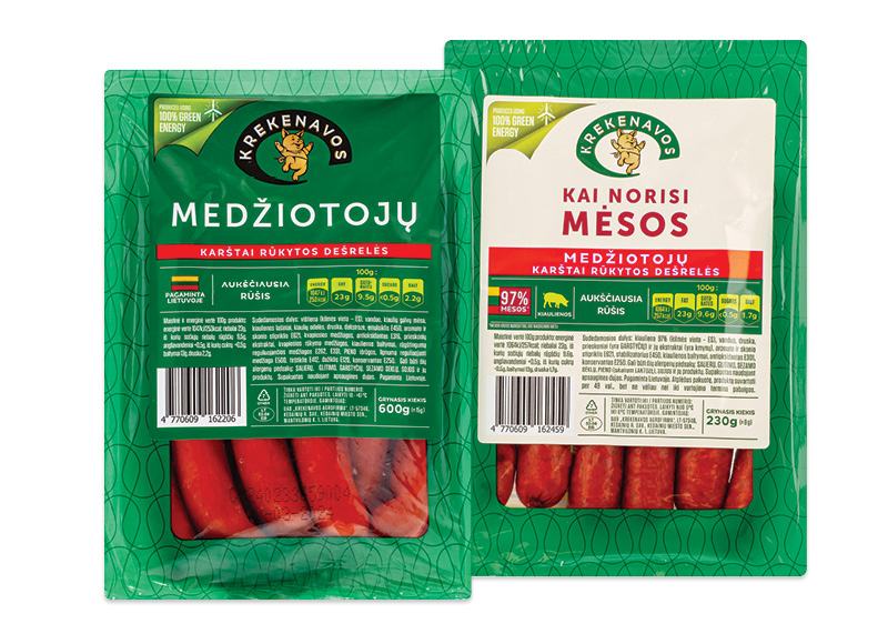 Karštai rūkytoms KREKENAVOS dešrelėms