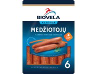 Karštai rūkytos BIOVELOS MEDŽIOTOJŲ dešrelės, A. r., 250 g