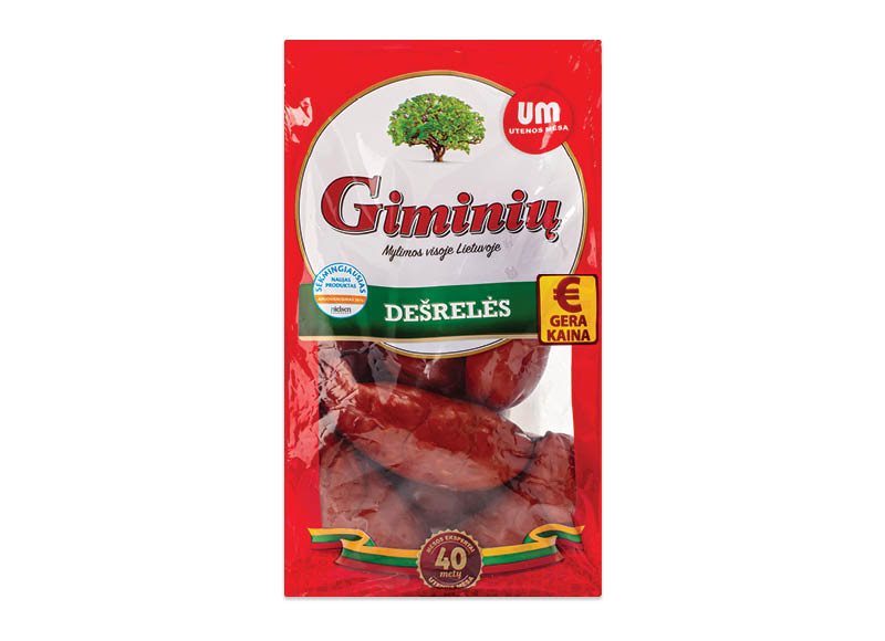Karštai rūkytos GIMINIŲ dešrelės, 800 g