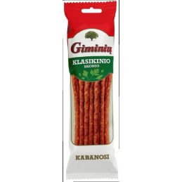 Karštai rūkytos GIMINIŲ kabanosi lazdelės, original, I rūšis, 100 g