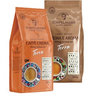 Kavos pupelės TEMPELMANN TERRA CREMA arba CREMA E AROMA, 1 kg