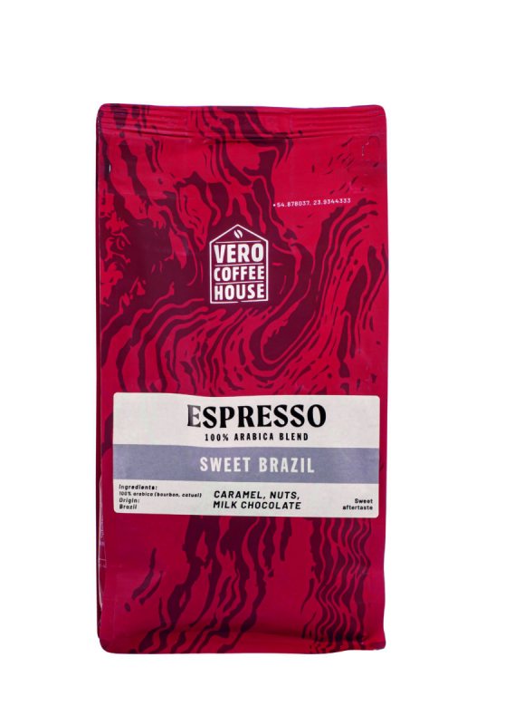 Kavos pupelės VERO COFFEE HOUSE ESPRESSO SWEET BRAZIL, 500 g