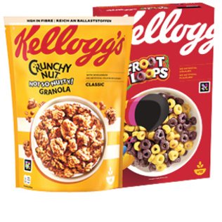 KELLOGS FROOT LOOPS arba CRUNCHY NUT GRANOLA dribs., 380 g, 375 g