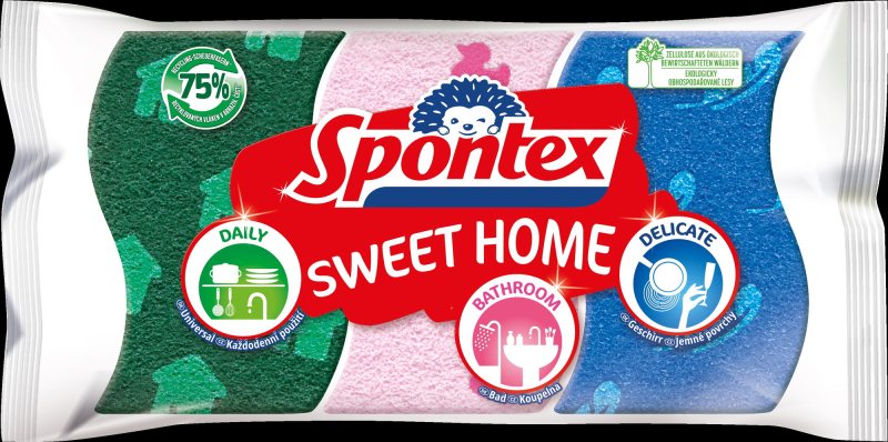 Kempinėlės SPONTEX SWEET HOME, iš celiuliozės, 3 vnt