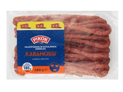 Kiaulienos arba kiaulienos ir paukštienos dešrelės XXL, 480 g