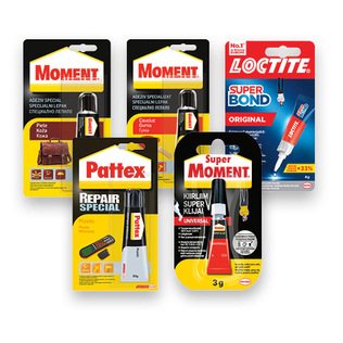 Klijams ir lipnioms juostoms MOMENT, SUPER ATTAK ir PATTEX