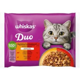 Konservuotas kačių ėdalas WHISKAS Pouch Tasty Duo Classic, 4 x 85 g