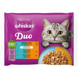 Kons. kačių ėdalas WHISKAS Tasty Duo su žuvimi ir mėsa, 4 x 85 g