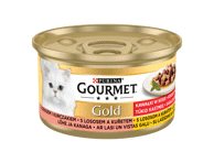 Kons. visavertis kačių ėdalas GOURMET GOLD su lašiš., višt., 85 g