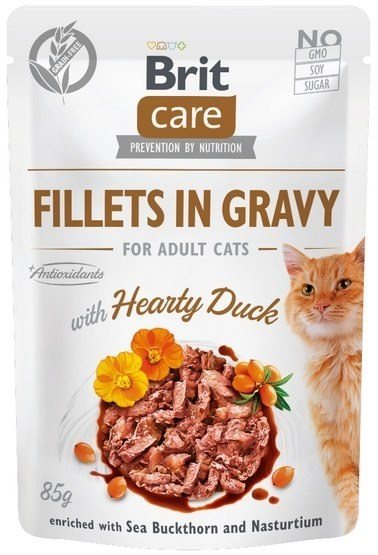 Konservuotas ėdalas katėms Brit Care Cat Fillets in Gravy Hearty Duck, 85 g