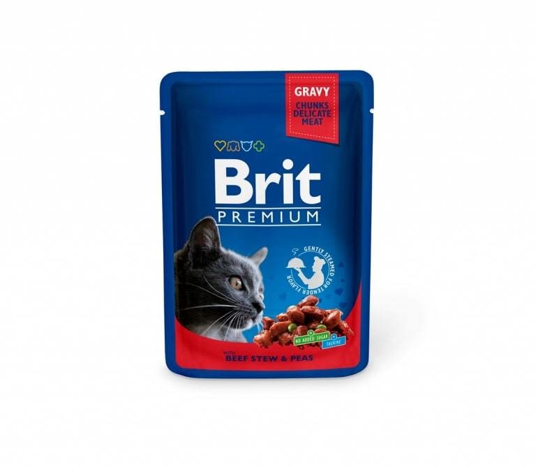 Konservuotas ėdalas katėms BRIT PREMIUM BEEF STEW&PEAS su jautiena, 100 g