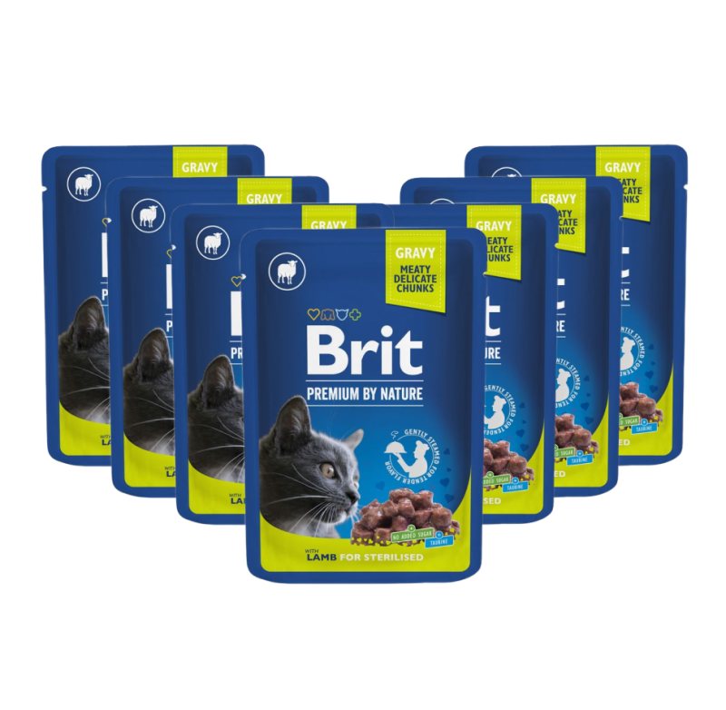 Konservuotas ėdalas katėms Brit Premium Lamb for Sterilised, 24 vnt., 100 g