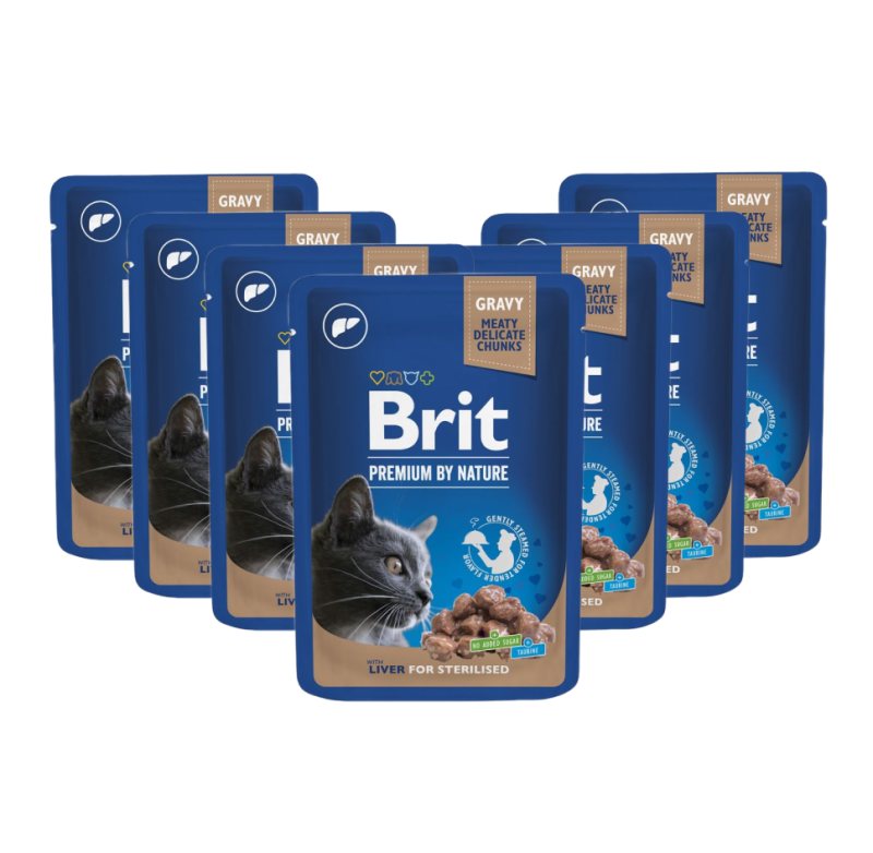 Konservuotas ėdalas katėms Brit Premium Liver for Sterilised, 24 vnt., 100 g