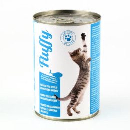 Konservuotas ėdalas katėms su žuvimi FLUFFY, 410 g